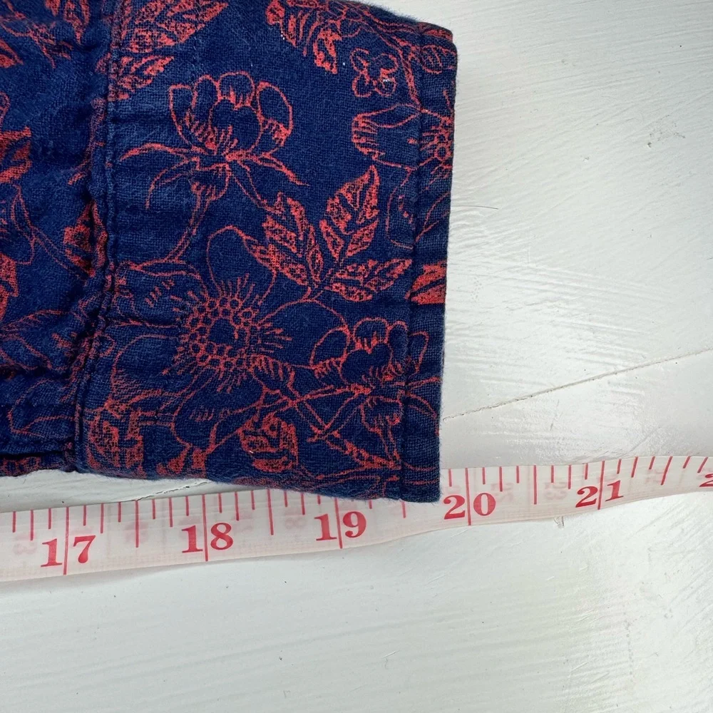 Men's Cotton Button-Down Shirt in Navy with Pink Floral Print By Banana Republic